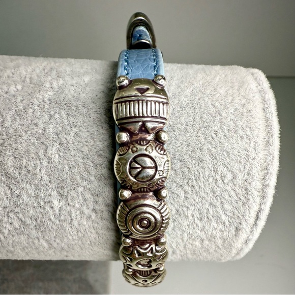 Brighton-Bracelet Bandit Light Blue Leather-Silver-Adjustable 7.5-8in-NWT - Picture 6 of 10